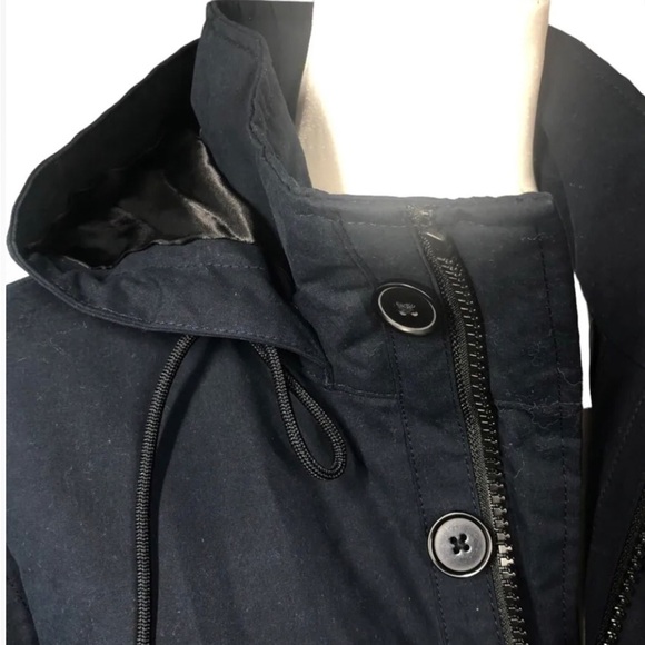 Abercrombie Fitch Jacket Womans Size L Navy Adirondack Trench Hooded Vintage - Picture 6 of 9